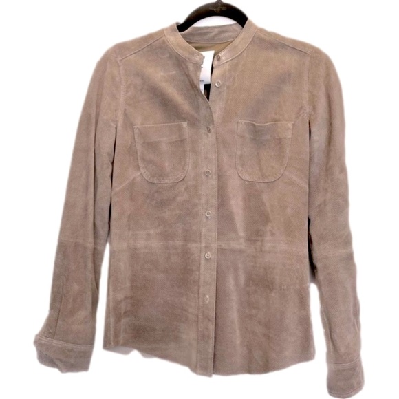 Danier Tops - Object Danier Suede Shirt - Like New! Tan Taupe Mocha Color XXS (fits 35” chest)